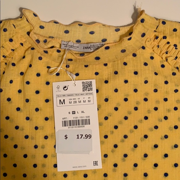 Zara Yellow Polka Dot Shirt - Picture 2 of 3